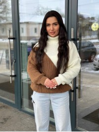 Сукня міні з дрібної в'язки кавового кольору 30293