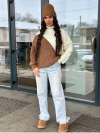 Сукня міні з дрібної в'язки кавового кольору 30293