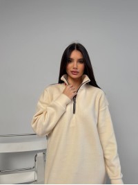 Тепла сукня на флісі молочного кольору 30402