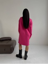 Тепла сукня на флісі малинового кольору 30403