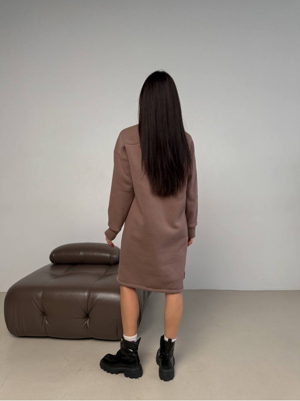 Тепла сукня на флісі кавового кольору 30404