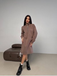 Тепла сукня на флісі кавового кольору 30404