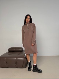 Тепла сукня на флісі кавового кольору 30404