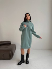 Тепла сукня на флісі фiсташкового кольору 30405