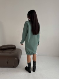 Тепла сукня на флісі фiсташкового кольору 30405