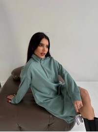 Тепла сукня на флісі фiсташкового кольору 30405