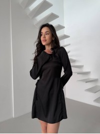 Легка шовкова сукня міні чорного кольору 30413