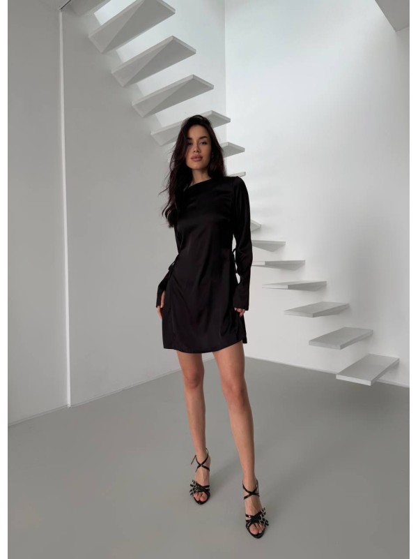Легка шовкова сукня міні чорного кольору 30413