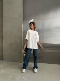 Базова жіноча футболка з написом бiлого кольору 30447