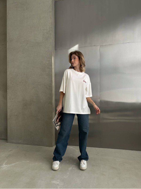 Базова жіноча футболка з написом бiлого кольору 30447