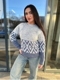 Жіночий светр із малюнком синього кольору 30458