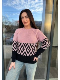 Жіночий светр із малюнком пудрового кольору 30459