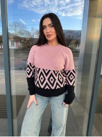 Жіночий светр із малюнком пудрового кольору 30459