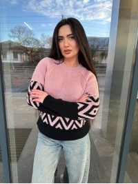 Жіночий светр із малюнком пудрового кольору 30459