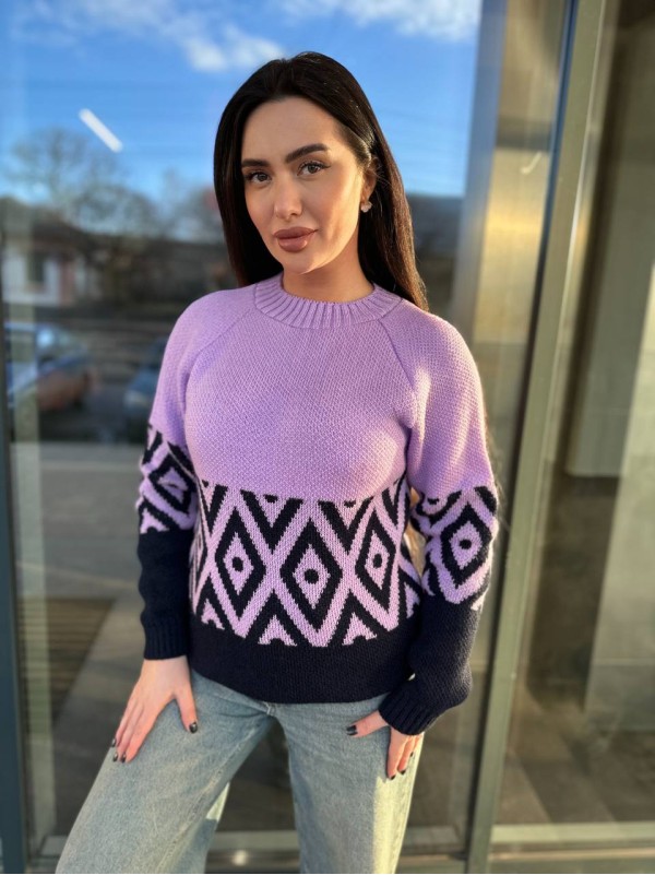 Жіночий светр із малюнком бузкового кольору 30460