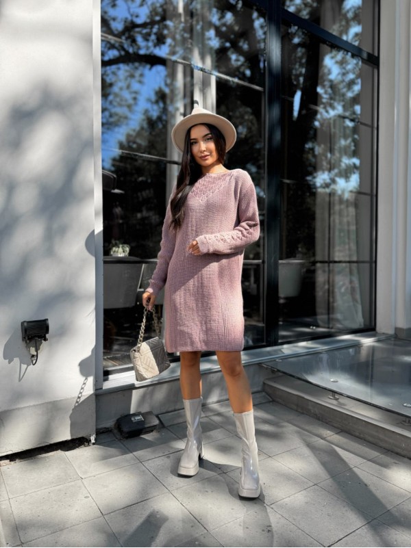 В'язана сукня міді пудрового кольору 30461