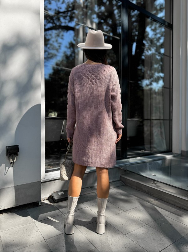В'язана сукня міді пудрового кольору 30461