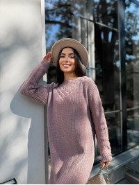 В'язана сукня міді пудрового кольору 30461