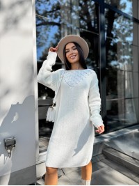 В'язана сукня міді молочного кольору 30462