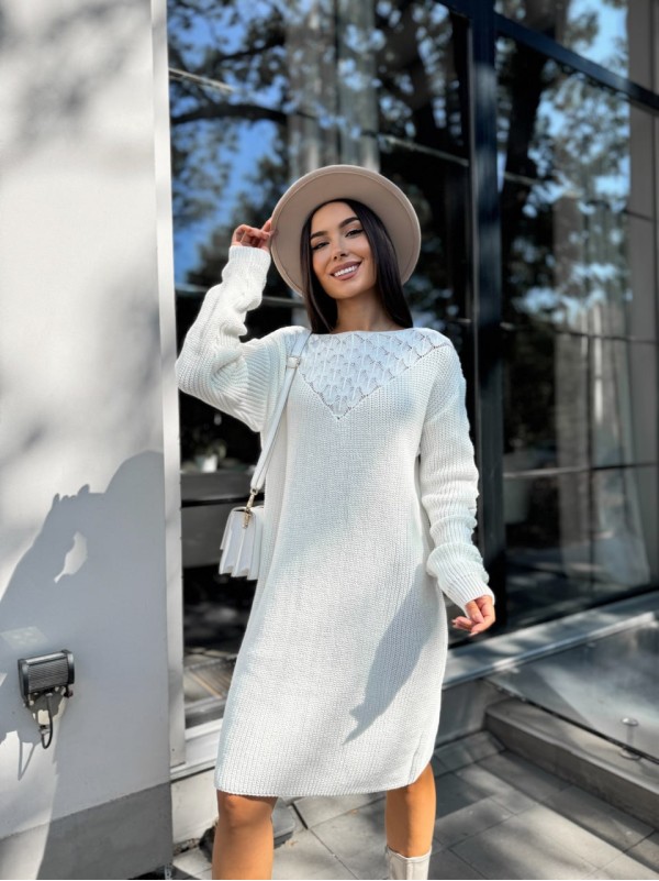 В'язана сукня міді молочного кольору 30462