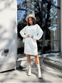 В'язана сукня міді молочного кольору 30462