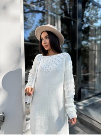 В'язана сукня міді молочного кольору 30462