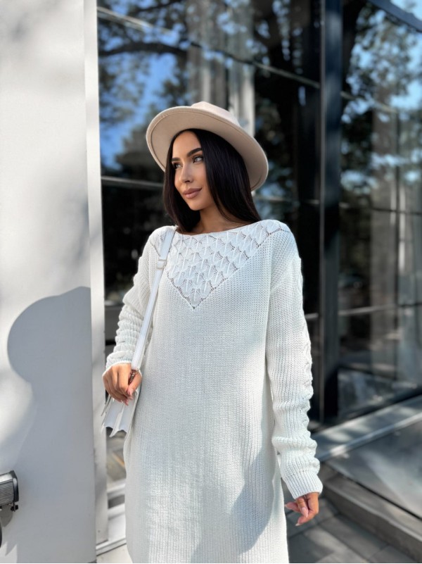 В'язана сукня міді молочного кольору 30462