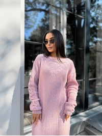 В'язана сукня міді рожевого кольору 30463