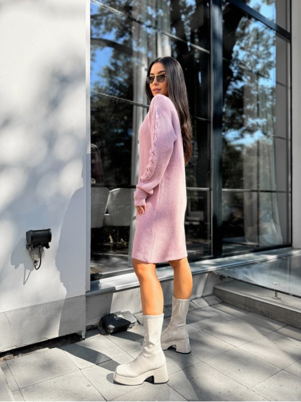 В'язана сукня міді рожевого кольору 30463