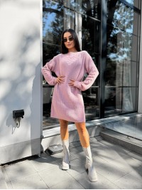 В'язана сукня міді рожевого кольору 30463