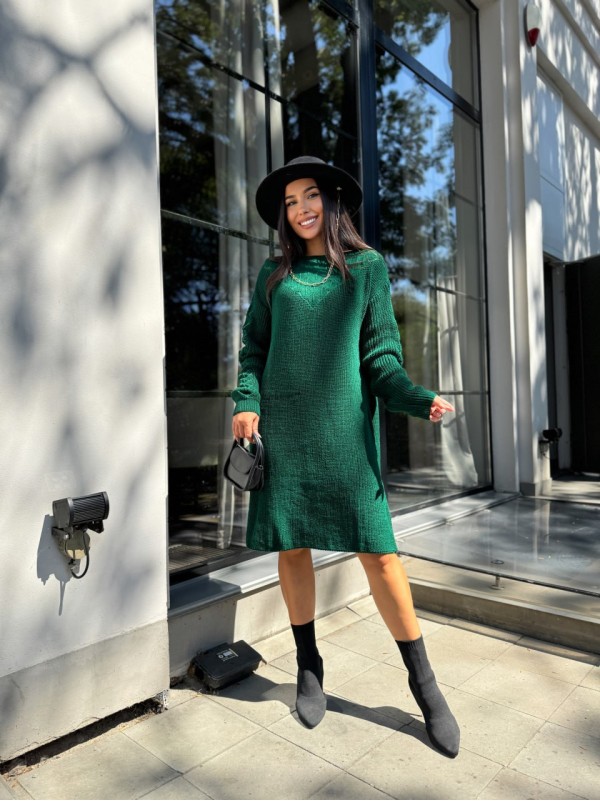 В'язана сукня міді смарагдового кольору 30464