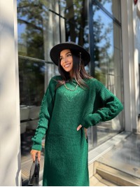 В'язана сукня міді смарагдового кольору 30464