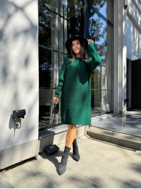 В'язана сукня міді смарагдового кольору 30464