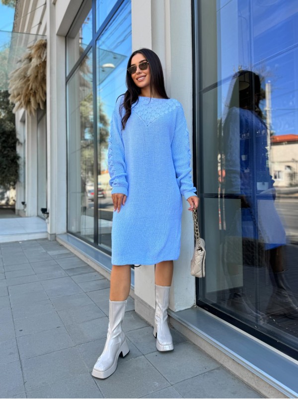 В'язана сукня міді блакитного кольору 30465