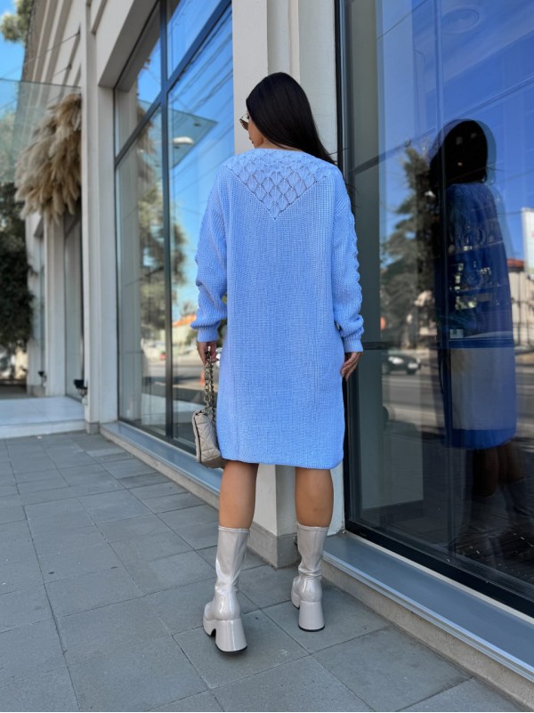 В'язана сукня міді блакитного кольору 30465