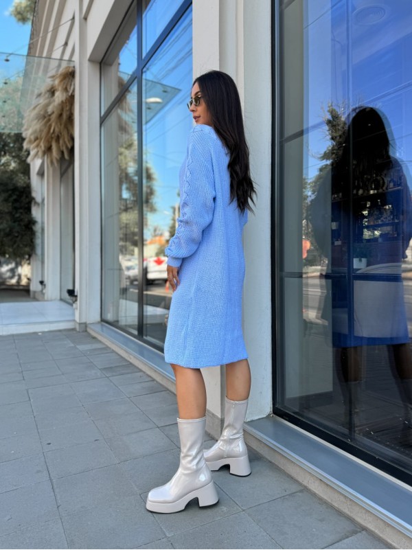 В'язана сукня міді блакитного кольору 30465
