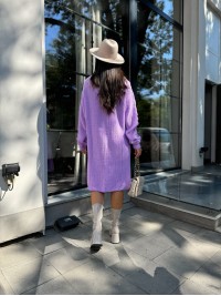 В'язана сукня міді бузкового кольору 30466