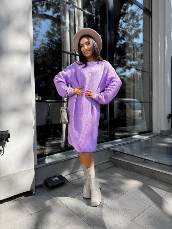 В'язана сукня міді бузкового кольору 30466