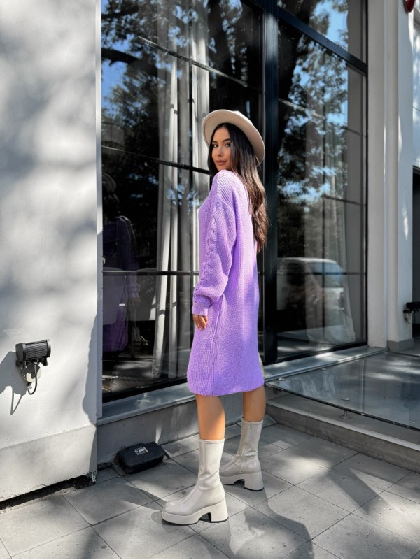 В'язана сукня міді бузкового кольору 30466