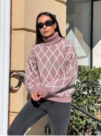 Жіночий светр із горловиною рожевого кольору 30483