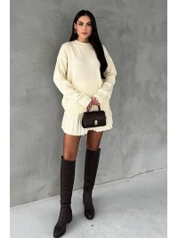 Жіночий теплий костюм 2-ка зі спідницею молочного кольору 30500