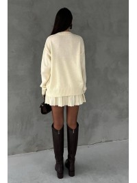 Жіночий теплий костюм 2-ка зі спідницею молочного кольору 30500