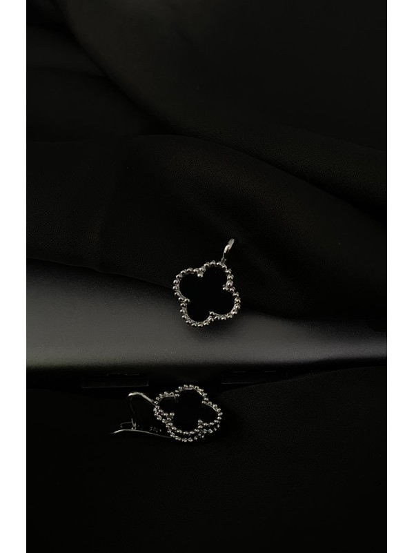 Сережки "Клевер" англійський замок срібного кольору 30610