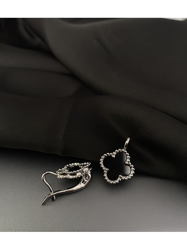 Сережки "Клевер" англійський замок срібного кольору 30610