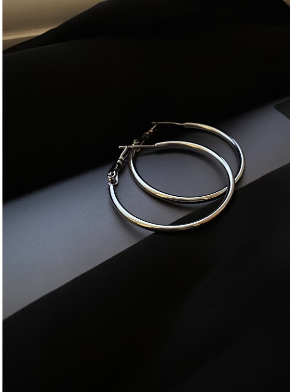 Сережки кільця класичні срібного кольору 30611