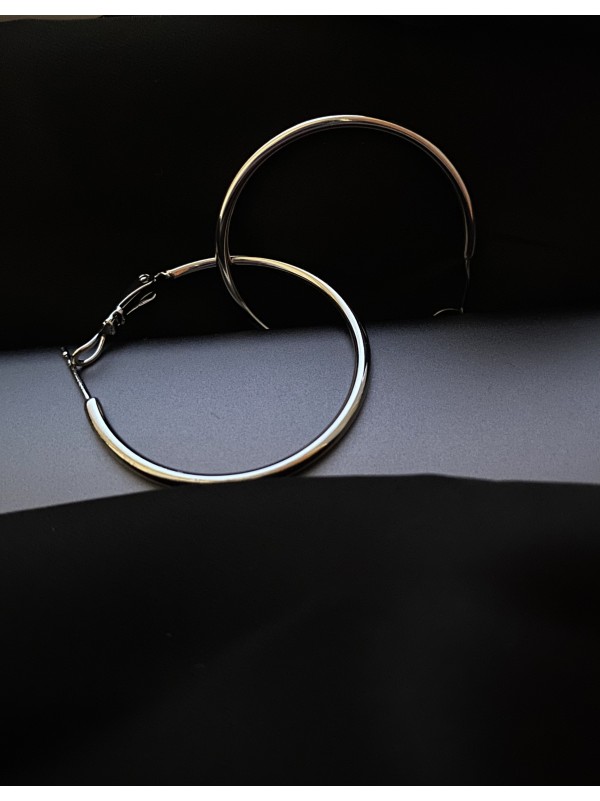 Сережки кільця класичні срібного кольору 30611