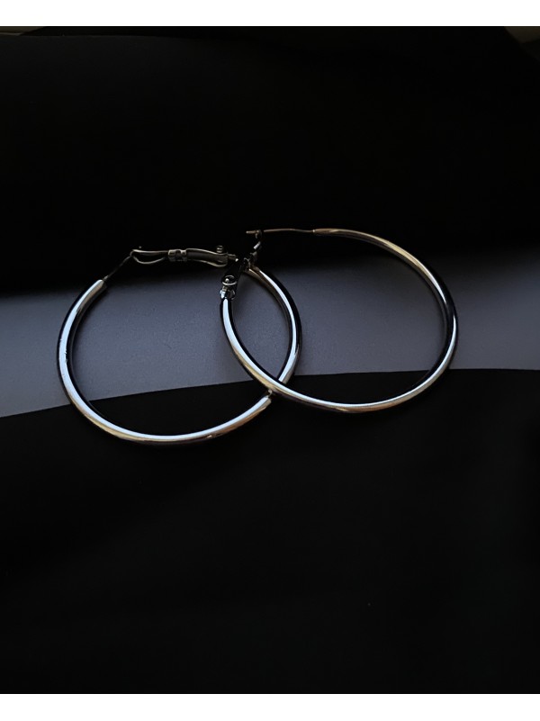 Сережки кільця класичні срібного кольору 30611