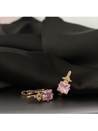 Сережки англійський замок  з позолотою рожевого кольору 30614