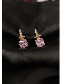 Сережки англійський замок  з позолотою рожевого кольору 30614