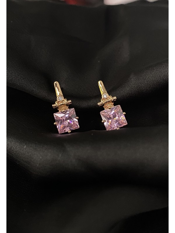 Сережки англійський замок  з позолотою рожевого кольору 30614